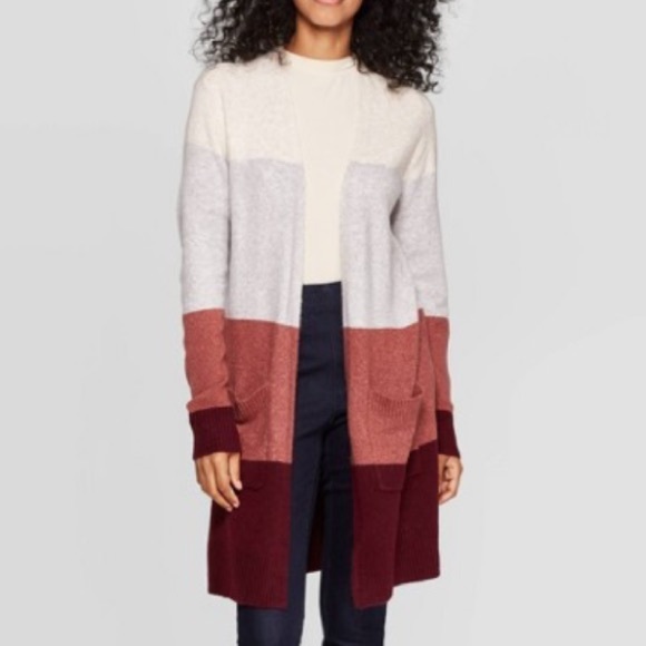 a new day Sweaters - A New Day Striped Long Sweater Cardigan